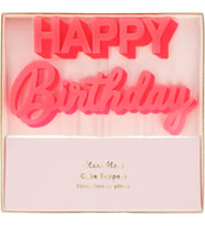 Meri Happy Birthday Pembe Akrilik Pasta Süsü