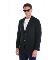 Hatemoğlu Lacivert Slim Fit Düz Mono Yaka Casual Ceket