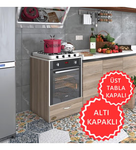 Kenzlife ankastre modülü kabini flor crd kapaklı fırın ocak dolabı sabit tabla (Karışık)