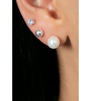 Elika Silver Kadın İnci Model Üçlü 925 Ayar Gümüş Küpe Set