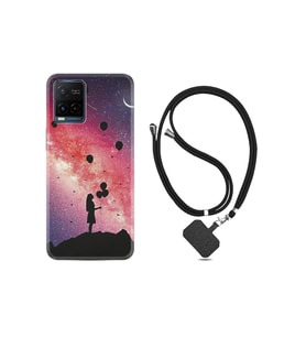 Vivo V21e Kılıf Desenli Silikon Boyun Askılı Flowers Cat 2 1349
