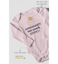 Anneannem Beni Çok Seviyo! Baskılı Bebek Zıbını – Çıtçıtlı Body  %100 Pamuk Uzun Kol (Bebek Pembesi)