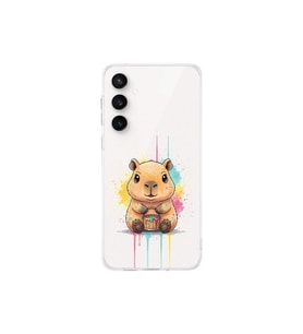 Samsung Galaxy S24 FE ile Uyumlu Splash Kapibara Tasarımlı Şeffaf Silikon Kılıf