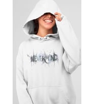 Oversize Baskılı Unisex Hoodie Sweatshirt (Beyaz)