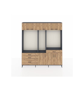 Arges Gardrop 8 Raflı 4 Çekmeceli 3 Askılı 220x30x243 Antrasit-Çam