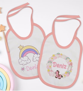 BK Kids Kişiye Özel İsimli 2’li Pembe Mama Önlüğü-12