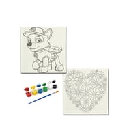 Okul Etkinliği-2'li Tuval Boyama Seti. 20x20 Cm Uv Baskı 6 Akrilik Boya 1 Fırça-model-410