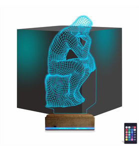 Luvivia Düşünen Adam Heykel 3D Lamba - Masa Gece Lambası