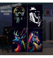 jazz geyik kaplan siyahi kadın - 4 adet yapışkanlı poster sticker etiketler - dolap cam oda için