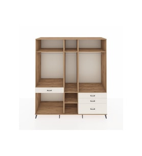 Kronos Dolap 7 Raflı 4 Çekmeceli 3 Askılı 220x59x243 Çam-Çam/Aytaşı