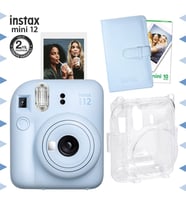 Instax mini 12 Mavi Fotoğraf Makinesi-10'lu Film-Laporta Albüm ve Şeffaf Kılıf Seti