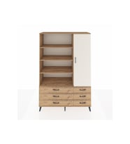 Hyperion Dolap 8 Raflı 6 Çekmeceli Tek Kapaklı  132x44x195 Çam-Aytaşı/Çam