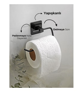Metal Siyah Tuvalet Kağıtlığı