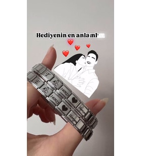 ÇELİK ÇİFT BİLEKLİK KİŞİYE ÖZEL GÖRSEL HARF TARİH SEVGİLİLER GÜNÜ HEDİYE