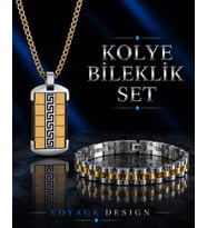 Paslanmaz Çelik Gold Gümüş Renk Erkek Kolye Bileklik Set