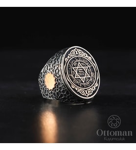 Oval Süleyman Mührü Gümüş Erkek Yüzük