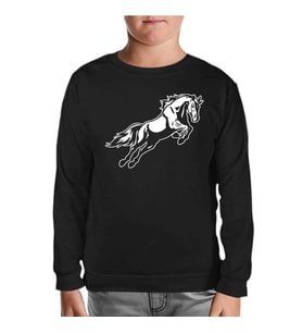 Hayvan - At Nal Siyah Çocuk Sweatshirt