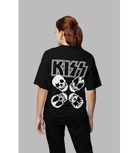 Kiss Rock Metal Müzik Grubu Baskılı Unisex Oversize Tişört