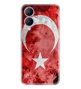 Vivo Y17S Kılıf Resimli Desenli Baskılı Silikon Şanlı Türk Bayrağı 1315