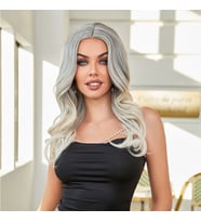 Siyah Beyaz Platin Ombre Röfleli Tül Peruk