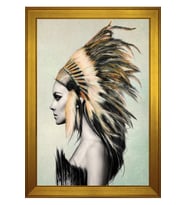 Kadın Motifli Kanvas Tablo 80 x 110 cm Gold Çerçeve