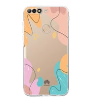Huawei Y7 2018 Uyumlu Kamera korumalı Kapak Karışık Renkler Tasarımlı Şeffaf Kılıf