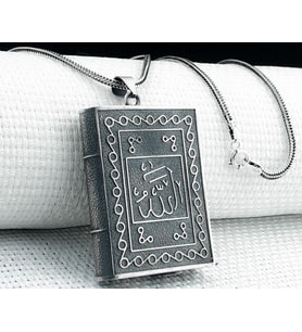Allah Muhammed Yazılı 925 Ayar Gümüş Muska Kabı Kolye