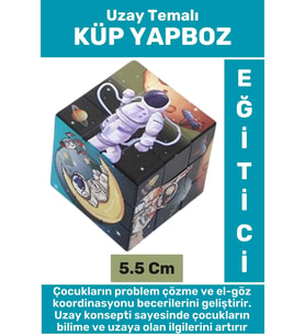 Premium El Göz Koordinasyon Geliştirici Eğitici Öğretici Eğlenceli Uzay Temalı Çocuk KÜP YAPBOZ