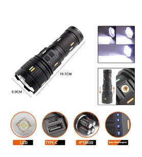 F.B.I Pro F-3001 Alüminyum TG LED Güç Göstergeli Type-C Şarjlı El Feneri 100 W