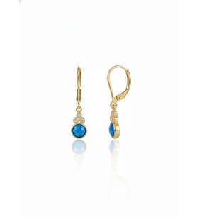 925 Ayar Gümüş Papatya Silver Mavi Opal Taşlı Küpe.rose.gold.rodaj