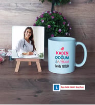 Kadın Doğum Uzmanı Fotoğraflı Dekoratif Taş, Kupa Bardak Beyaz Hediye (Model 1)