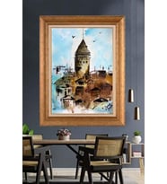 Altın Varaklı  Çerçeveli Paspartulu Tablo ndd842 (Gold)