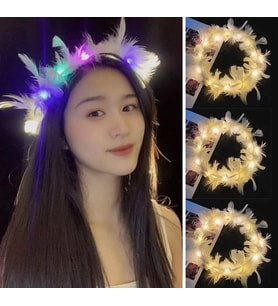 Led Işıklı Rengarenk Yanan 3 Fonksiyonlu Otrişli Parti Tacı Renkli 12x12 cm