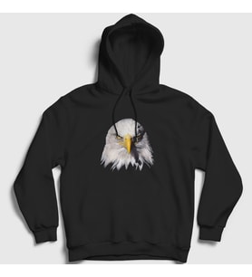 Presmono Unisex Siyah Eagle V2 Kartal Kapüşonlu Sweatshirt 314221tt
