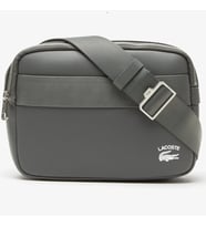 Lacoste Holiday Unisex Leather Bag 22*17*6 Hakiki Deri Ayarlanabilir Askılı Baskılı Unisex Postacı Çantası Gri