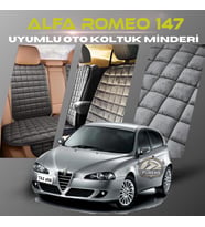 Alfa Romeo 147 Antrasit Renk Tay Tüyü Cepli & Terletmez Sırtlı Oto Koltuk Minder Seti - Koltuk Koruma Kılıfı (ÖN & ARKA TAM SET)