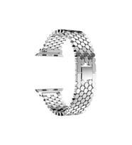 Apple Watch Ultra 49mm Uyumlu Kordon Metal Bal Peteği Şık Tasarım KRD-30 Kayış (Gümüş)