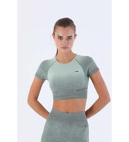 Maraton SlimFit Kadın Bisiklet Yaka  Sarmaşık Crop Top