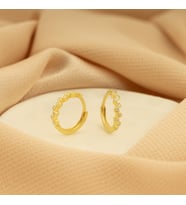 DKMN Gümüş Yuvarlak Zirkon Taşlı 925 Ayar Gümüş Küpe (Gold)
