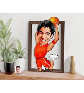 BK Gift Kişiye Özel Erkek Basketbol Karikatürlü 3D Ahşap Tablo-4, Sevgiliye Hediye, Arkadaşa Hediye, Doğum Günü Hediyesi