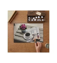 Kitap - Kahve - Çiçek Tasarımı 240 parça Ahşap Puzzle Ahşap Kutuda MP06634