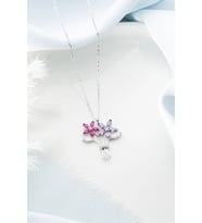 Elika Silver 925 Ayar Gümüş Renkli Çiçek Buketi Model Kolye