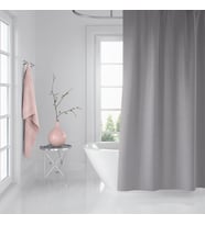 Gri Renk Banyo Perdesi Polyester Kumaş Duş Perdesi 12 Plastik C-Halka Hediyeli Banyo Duş Perdesi (Çok Renkli)