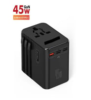 FC-22 45W Global Seyahat Şarj Aleti - 2 USB-A, 3 TYPE-C, 1 AC Priz Adaptörü Çoğaltıcı