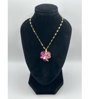 Arnes Jewelry Çelik Zirkon Taşlı Kalpli Kolye (Gold)