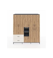 Kronos Dolap 12 Raflı 2 Çekmeceli Tek Askılı 220x59x243 Antrasit-Çam/Aytaşı