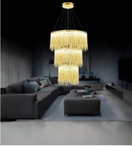 Katena 80'lik  Zincir Detaylı Led Avize Otel Salon Lobi Villa Avize (Gold)
