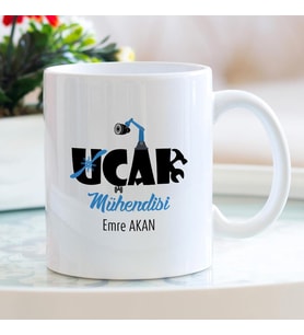 Uçak Mühendisi isme özel Meslek kupa bardak