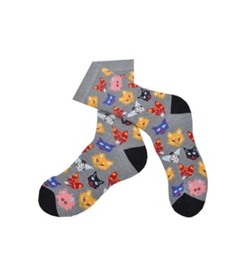 Flora Erkek Kedi Desenli Hareketli Çorap Gri - 41/44