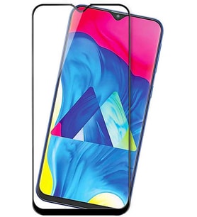 Samsung Galaxy M10S Ekran Koruyucu Full Tam Kaplayan Kavisli Tempered Cam (Siyah)